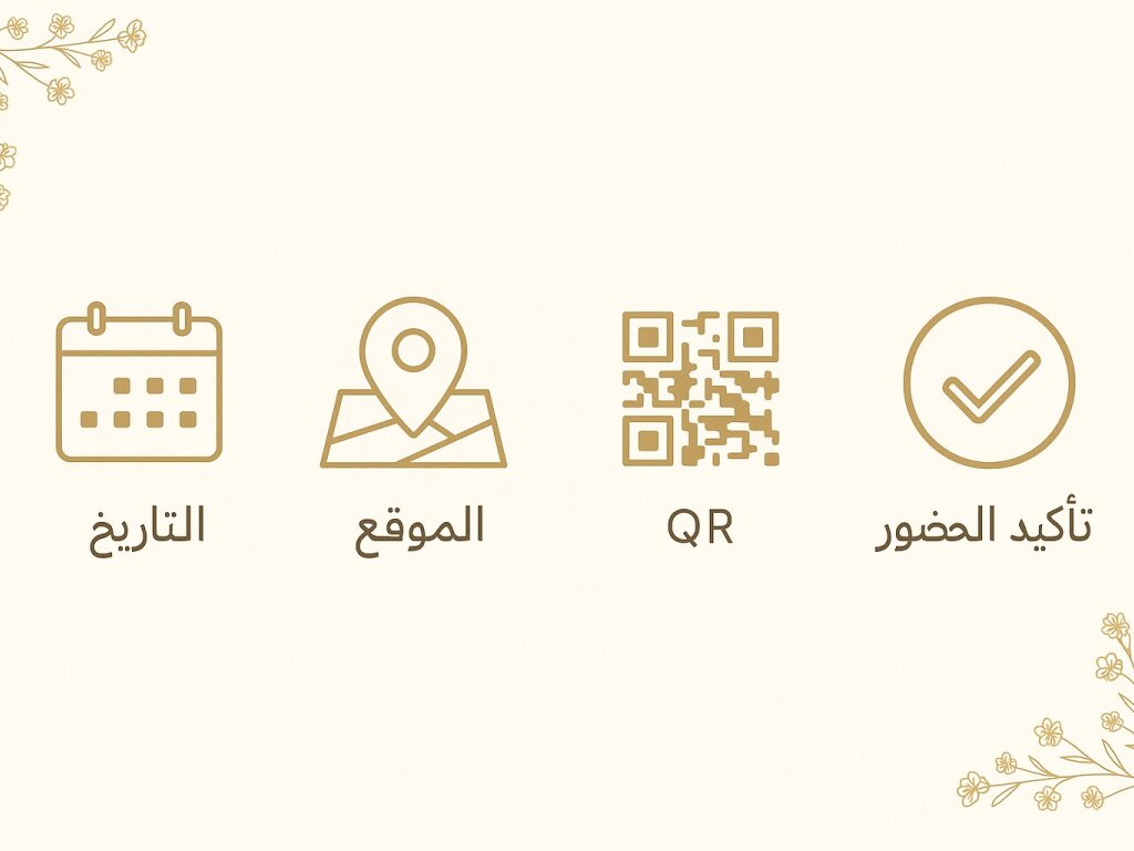 دعوات زفاف رقمية وتراثية 2025–2026: بطاقة إلكترونية مع qr وrsvp وكروت عربية أنيقة