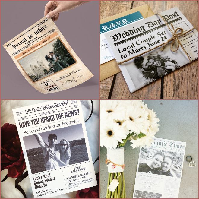 كرت دعوة على شكل صحيفة