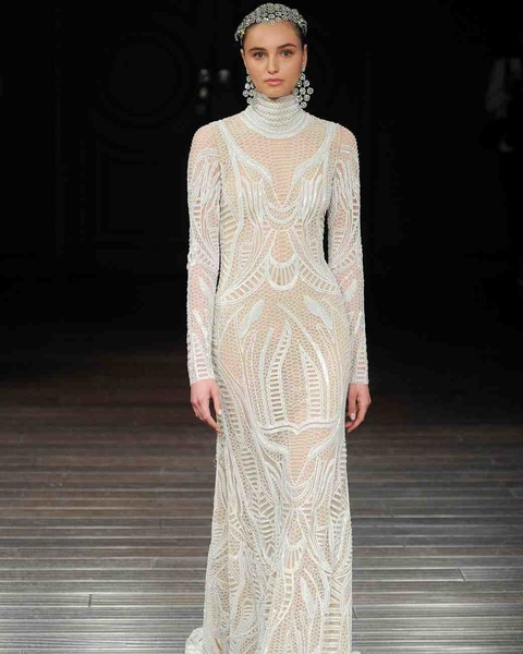 نعيم خان فساتين زفاف كم طويل للمحجبات