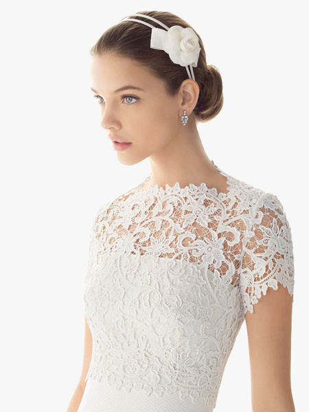 فساتين زفاف كم قصير دانتيل